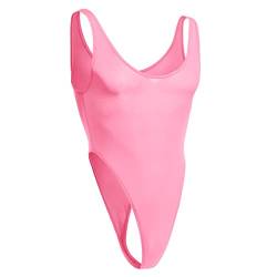 FYMNSI Herren Body Kompression Durchsichtig Stringbody Ärmellos Männerbody Unterhemd Unterwäsche Muskel Shirt High Cut Wrestling Tank Top Leotard Einteiler Dessous Nachtwäsche Overall Rosa von FYMNSI