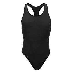 FYMNSI Herren Body Kompression Durchsichtig Stringbody Ärmellos Männerbody Unterwäsche Muskel Shirt High Cut Wrestling Unterhemd Leotard Einteiler Dessous Nachtwäsche Bodywear Overall Tank Top Schwarz von FYMNSI