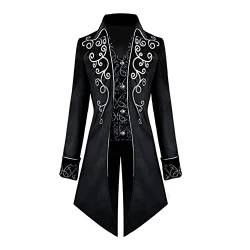 FYMNSI Herren Gothic Steampunk Frack Mantel M?nner Langes Smoking Mittelalter Viktorianischen Retro Jacke mit Waistcoat Uniform Karneval Fasching Halloween Kost?m Party Cosplay 1# Schwarz M von FYMNSI