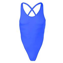 FYMNSI Herren Transparent Body Ärmellos Stringbody Racerback Sportbody Durchsichtig Netz Herrenbody Männer Overall Muskel Shirt Tank Top Unterwäsche Nachtwäsche Unterhemd Einteiler Blau XXL von FYMNSI