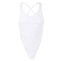 FYMNSI Herren Transparent Body Ärmellos Stringbody Racerback Sportbody Durchsichtig Netz Herrenbody Männer Overall Muskel Shirt Tank Top Unterwäsche Nachtwäsche Unterhemd Einteiler Weiß M von FYMNSI