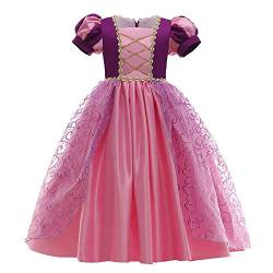 FYMNSI Kinder Mädchen Prinzessin Sofia Kostüm Rapunzel Kleid Geburtstag Party Ankleiden Halloween Cosplay Tutu Märchen Karneval Verkleidung Party Weihnachten Faschingkostüm Rosa + Lila 4-5 Jahre von FYMNSI