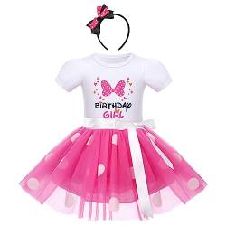 FYMNSI Kleinkinder Baby Mädchen Mouse Kostüm Geburtstag Partykleid Kurzarm Gepunktet Tutu Tüll Prinzessin Kleid Festkleid Halloween Weihnachtskleid mit Stirnband Fasching Karneval Weiß 3-4 Jahre von FYMNSI