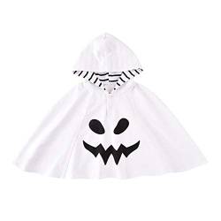 Geist Umhang mit Kapuze Kinderkostüm Gespenst Kostüm Baby Mädchen Jungen Geisterkostüm Unisex Halloween Ghost Horrorkostüm Mantel Kap Kinder Halloweenkostüm Karneval Cosplay Fasching Verkleidung 6-12M von FYMNSI