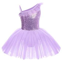 Kinder Ballettkleidung Mädchen Tütü Ballettkleid Pailletten Turnanzug Gymnastikanzug Träger Tanzkleid Ballettanzug Ballerina Kostüm Turnbody Ballettbody Tanzoutfits Balletttrikot Violett 9-10 Jahre von FYMNSI