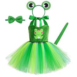 Kinder Froschkostüm Tüll Tütü Kleid Schwanz Stirnband Fliege Set Mädchen Halloween Frösche Kostüm Tierkostüm Weihnachten Party Cosplay Bühnenauftritt Karneval Fasching Verkleidung Frosch 11-12 Jahre von FYMNSI