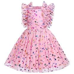 Kleider F?r M?dchen Prinzessin Festliches Kleid Blumenm?dchenkleider Hochzeit Kinderkleider Sommerkleid M?dchenkleider R?schen ?rmellos T?llkleid Einschulung Geburtstag Partykleid Rosa 7-8 Jahre von FYMNSI