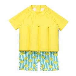 Kleinkind Baby Jungen Badeanzüge Mädchen Bojenanzüge Unisex Float Badeanzug Einteilige Schwimmende Badebekleidung mit verstellbarem Auftrieb Schwimmhilfe Einteiler Bademode Kurzarm Gelb 2-3 Jahre von FYMNSI