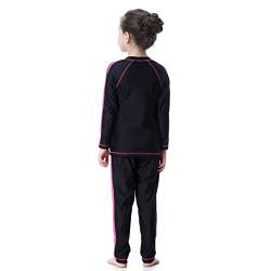 Mädchen Bescheidene Muslimische Bademode Burkini UPF 50+ Full Cover Langarm Top Shirt Hose Badekappe 3tlg Islamischer Hijab Kinder Modest Badeanzug Islamische Schwimmanzug Schwarz Rose 6-7 Jahre von FYMNSI