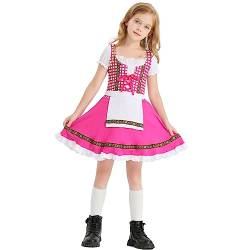 Mädchen Deutsche Dirndl Kleid Kostüme Bayerisches Oktoberfest Jahrgang Kinder Dirndlkleid Trachten Kleider Trachtenmode Festliche Tracht Kinderkostüm Karneval Mottoparty Halloween Fasching Rose 10-12J von FYMNSI