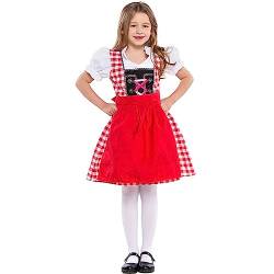 Mädchen Deutsche Dirndl Kleid Kostüme Bayerisches Oktoberfest Jahrgang Kinder Dirndlkleid Trachten Kleider Trachtenmode Festliche Tracht Kinderkostüm Karneval Mottoparty Halloween Fasching Rot 3-4J von FYMNSI