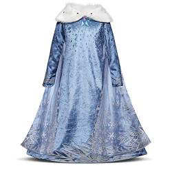 Mädchen Eiskönigin ELSA Anna Kostüm Kleid Kinder Schneeflocke Prinzessin Cosplay Karneval Fasching Verkleidung Eisprinzessin Weihnachten Halloween Festliches Partykleid Geburtstagskleid 7-8 Jahre von FYMNSI