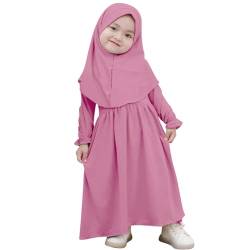 Muslimisches Kleid f?r Baby M?dchen Abaya Maxikleid Mit Hijab Gebetskleidung f?r Kleinkinder Neugeborene Islamisches Gebetskleid Ramadan Kaftan Dubai Outfit Einfarbig Zweiteilig Lila Rosa 0-6 Monate von FYMNSI