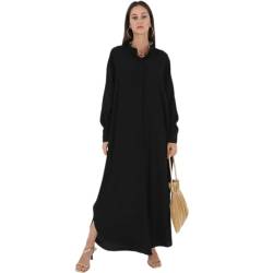 Muslimisches Kleid f?r Damen, Abaya Muslim Damen, Gebetskleidung f?r Frauen Kaftan Naher Osten Dubai T?rkei Arabische Islamische Kleidung Einteiliges Langarm Maxikleid Ramadan Party Robe Schwarz von FYMNSI