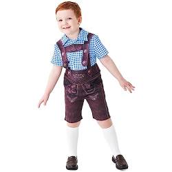 Oktoberfest Kostüm für Kinder Jungen Bayer Kariertes Hemd Bayerische Trachten Lederhose Socken Set Halloween Kinderkostüm Bierfest Volksfest Karneval Mottoparty Anzug Verkleidung Blau 4-6 Jahre von FYMNSI