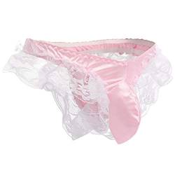 Sexy Herren-Unterwäsche, florales Design, Spitze, glänzend, Satin, Sissy Pouch Crossdress G-String Tanga Panties Maid Cosplay Dessous Brief - - Einheitsgröße von FYMNSI