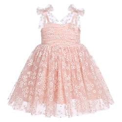 Taufkleid Baby M?dchen Prinzessin Kleid Erster 1 Geburtstag Outfit 1 Jahr Geburtstagskleid Partykleid Tr?gerkleid Kleinkinder Sommerkleid Festliches Festkleid T?llkleid Pfirsich Blumen 3-4 Jahre von FYMNSI