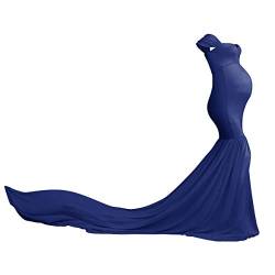 Umstandskleid Schwangere Elegante Fotografie Stützen Mutterschaft Schulterfreies Meerjungfrau Langes Abendkleid Damen Chiffon Hochzeit Maxikleid Fotoshooting Kostüme Umstandsmode Kleidung Dunkelblau von FYMNSI