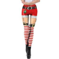 Weihnachts Leggings Damen Weihnachtshosen Weihnachten Hohe Taille Leggins Mode 3D Druck Sportleggins Lang Hose Elastisch Strumpfhosen Yogahose Laufhose Schlank H?fthose Freizeithose Gestreift L von FYMNSI