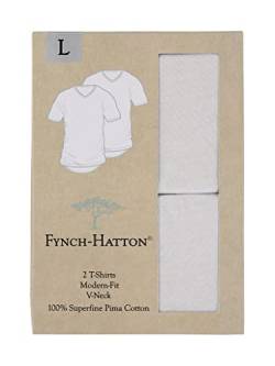 FYNCH-HATTON Herren T-shirt Doublepack V-neck T Shirts, Weiß (White 000), S EU von FYNCH-HATTON