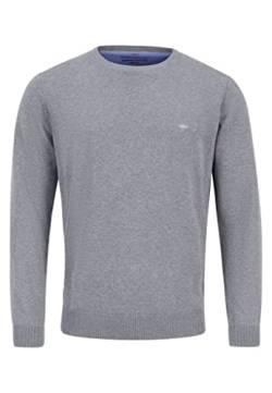 FYNCH-HATTON Pullover SFPK210 - Basic Strickpullover - Rundhalsausschnitt Casual Fit - Superfine Cotton Steel XXL von FYNCH-HATTON