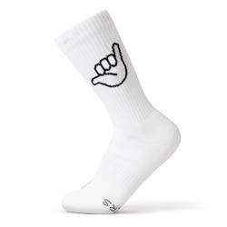 FYNGERS | HANG LOOSE, SHAKA | Sportsocken mit Handzeichen | Weiß | 1 Paar | 36 – 40 | Bio-Baumwolle | Top Qualität von FYNGERS