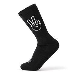 FYNGERS | PEACE, VICTORY | Sportsocken mit Handzeichen | Schwarz | Bio-Baumwolle | Top Qualität von FYNGERS