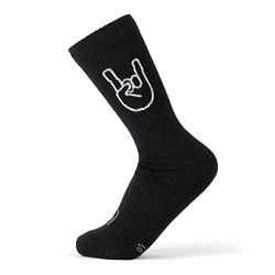 FYNGERS | ROCK ’N’ ROLL, POMMESGABEL | Sportsocken mit Handzeichen | Schwarz | Bio-Baumwolle | Top Qualität von FYNGERS