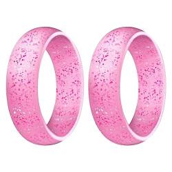 FYOBOT 2 Stück, Beliebt bei Frauen, Coole Silikonringe, Silikon-Ehering, Umweltfreundlicher Outdoor-Sportring, 5,7 Mm, Rosa, 8 von FYOBOT