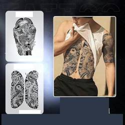 Kräutersaft Temporäre Tattoo-Aufkleber Für Männer, Semi-Permanente, Wasserdichte, Herrschsüchtige Große Muster-Simulations-Tattoo-Aufkleber von FYRHLH