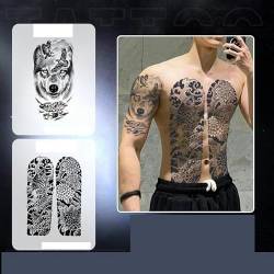 Kräutersaft Temporäre Tattoo-Aufkleber Für Männer, Semi-Permanente, Wasserdichte, Herrschsüchtige Große Muster-Simulations-Tattoo-Aufkleber von FYRHLH