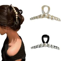 2 Stück Große Haarklammer Perlen Haarspange mit Perlen für Damen Mädchen Rutschfeste Haarklammer Haarspangen für Dickes Haar und Dünnes Haar von FYRuntoo