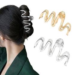 2 Stück Haarklammer Große Haarklammern Haarspangen Damen Haarklammer Metall Haarspange Für Frauen Und Mädchen Dickes Haar-Accessoires (Gold&Silber) von FYRuntoo