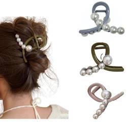 3 Stück Haarklammer Perlen Haarspangen für Damen Mädchen Haarspange Perlen Haarklammer Haarspangen für Dickes Haar und Dünnes Haar von FYRuntoo
