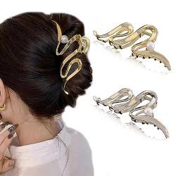 Haarspangen Damen Perlen-Haarspangen Haarklammer Metall Rutschfeste Starker Halt Haarspangen für Frauen Mädchen Dickes Dünnes Haar 2 Stück von FYRuntoo