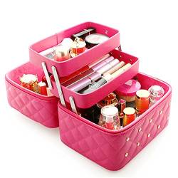 FYX Kosmetikkoffer Makeup Box Kosmetiktasche Schminkkoffer für Reisen Dienstreise weich 25 * 19 * 21cm Schwarz Rosa Pink (Rosa) von FYX