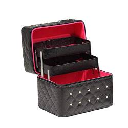 FYX Kosmetikkoffer Makeup Box Kosmetiktasche Schminkkoffer für Reisen Dienstreise weich 25 * 19 * 21cm Schwarz Rosa Pink (Schwarz) von FYX