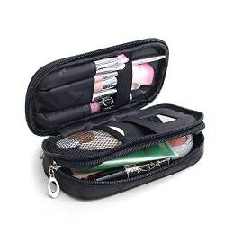 FYX Make-up-Tasche Make up Pinsel Tasche Organizer Kosmetik Handtasche Schwarz Professionelle tragbare Double Layer Travel Wash Toilettenartikel Aufbewahrungsbox (Schwarz) von FYX