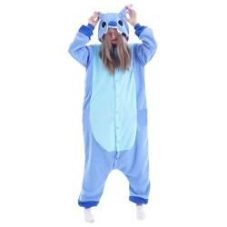 Einteiler Einhorn-Pyjama für Damen, Einteiler, Weihnachtskostüm, Halloween, Tiere, Cosplay, Cartoon Stitch,Blau Gr. M von FZChenrry