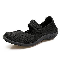 FZDX Damen Schuhe Handgemachte Elastische Gewebte Slip-on Leichte Atmungsaktive Mode Outdoor Walking Schuhe von FZDX