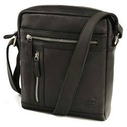 Fa.Volmer® Ledertasche | Tasche aus 100% echtem Leder für Herren und Damen | Schultertasche Umhängetasche Reisetasche | ca. 26 x 23 x 7 cm (LxBxH) (schwarz Princeton) von Fa.Volmer