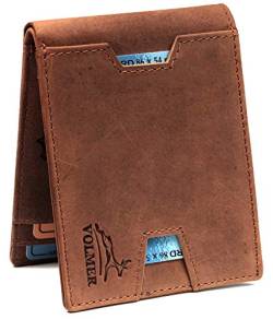 Fa.Volmer ® schlanke bequeme Geldbörse aus echt Leder mit RFID-Schutz für Herren Einführungspreis Typ #VO25Tan von Fa.Volmer
