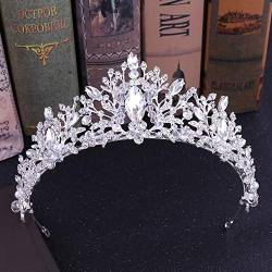 Handgefertigt, handgefertigt, niedliche rosa Kristallperlen, Krone, Braut-Haarschmuck, Hochzeit, Diademe, Diadem, Kopfschmuck, Kopfschmuck, Haarreifen (Metallfarbe: H010 Silberrosa) (A H010 Goldros von FaLkiN