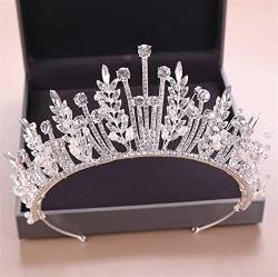 Handgefertigte Brautkristall-Blattkronen, Prinzessin, Festzug, Abschlussball, Perlenschleier, Tiaras, Stirnband, Hochzeit, Haarschmuck, Haarreifen (Metallfarbe: C) (A Silber) von FaLkiN