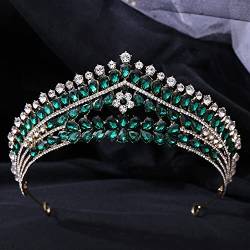 Handgefertigte Kristall-Braut-Diademe, Kopfschmuck, Kronen, Strass-Festzug-Diadem, Braut-Stirnbänder, Hochzeit, Haarschmuck, Haarreifen (Metallfarbe: Silberweiß) (Goldblau) von FaLkiN