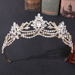 Handgefertigte Kristall-Tiaras, Kronen, Hochzeit, Haarschmuck, Braut-Diadem, Party, Geburtstag, Kopfschmuck, Damen- und Mädchen-Haarschmuck, Haarreifen (Metallfarbe: Rot) (A Grün) von FaLkiN