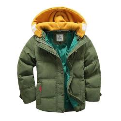 FaLkin Kinder Steppjacke Jungen Daunenjacke mit Abnehmbare Kapuze Langarm Verdicken Oberbekleidung Winddicht Warme Outdoorjacke Gepolsterte Outwear Reißverschluss Kapuzenjacke Winterjacke von FaLkin