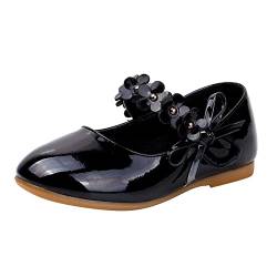 FaLkin Kinderschuhe Elegant rutschfeste Weicher Boden Kinder Abendschuhe Prinzessin Schuhe Hochzeitsschuhe Schuhe MäDchen Party Ballerinas Kleidschuhe (Black, 34 Big Kids) von FaLkin