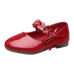 FaLkin Kinderschuhe Elegant rutschfeste Weicher Boden Kinder Abendschuhe Prinzessin Schuhe Hochzeitsschuhe Schuhe MäDchen Party Ballerinas Kleidschuhe (Red, 24 Toddler) von FaLkin