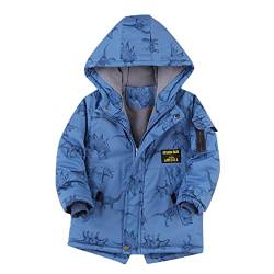 FaLkin Winterjacke Jungen Warme Winterparka mit Kapuze Dicke Warme Oberbekleidung mit Dinosaurier Druck Casual Oberbekleidung mit Reißverschluss Kinder Lässig Winterkleidung Jungen Wintermantel von FaLkin